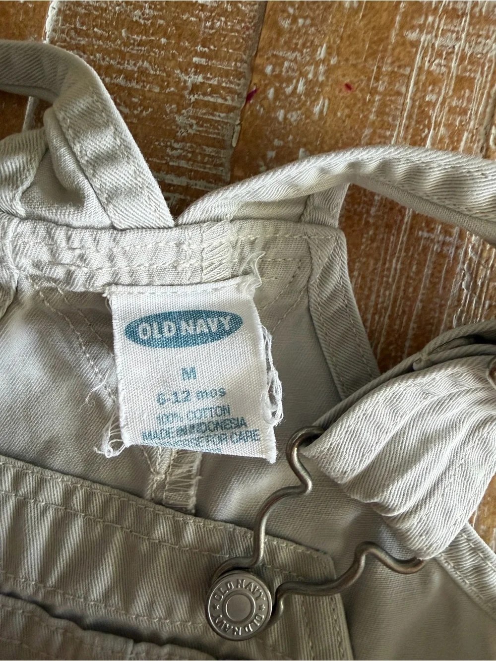 Vintage 1999 Old Navy Baby Shortalls 6-12M Cream Cargo Overalls 90s